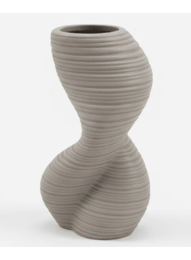 AKDC Modern Ceramic Decorative Flower Vase – Light Brown Elegant Artistic Shape for Home Décor, 20 × 10 cm - Image 3